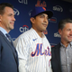 (L. to r.) Brodie Van Wagenen, Mets Manager Luis Rojas, and Jeff Wilpon — who may or may not get it.